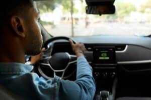 Driver checking in mirror
